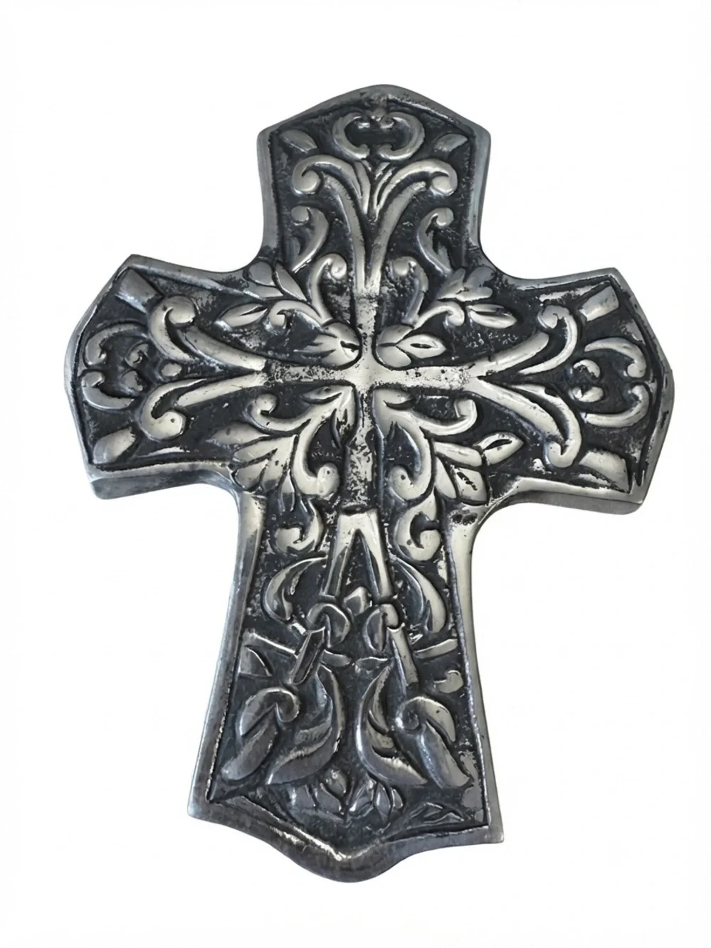 Decorative Metal Cross Wall Art - Silver